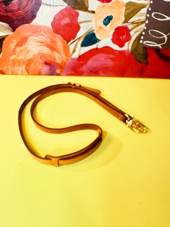 Handbags - Adjustable Tan Leather Bag Strap with Gold Hardware